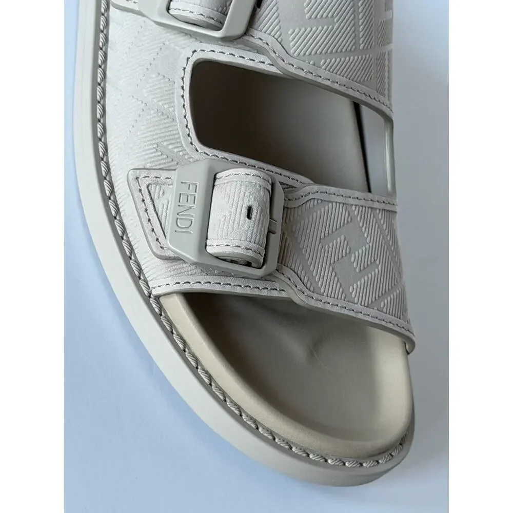 Fendi Men's FF Feel Slide Sandals Beige 8 US/7 UK IT 7X1604 NIB $1050